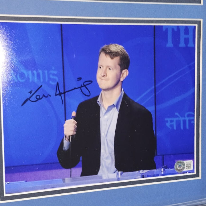 Alex Trebec Ken Jennings Jeopardy Signed Autographed Pictures Framed Becket COA