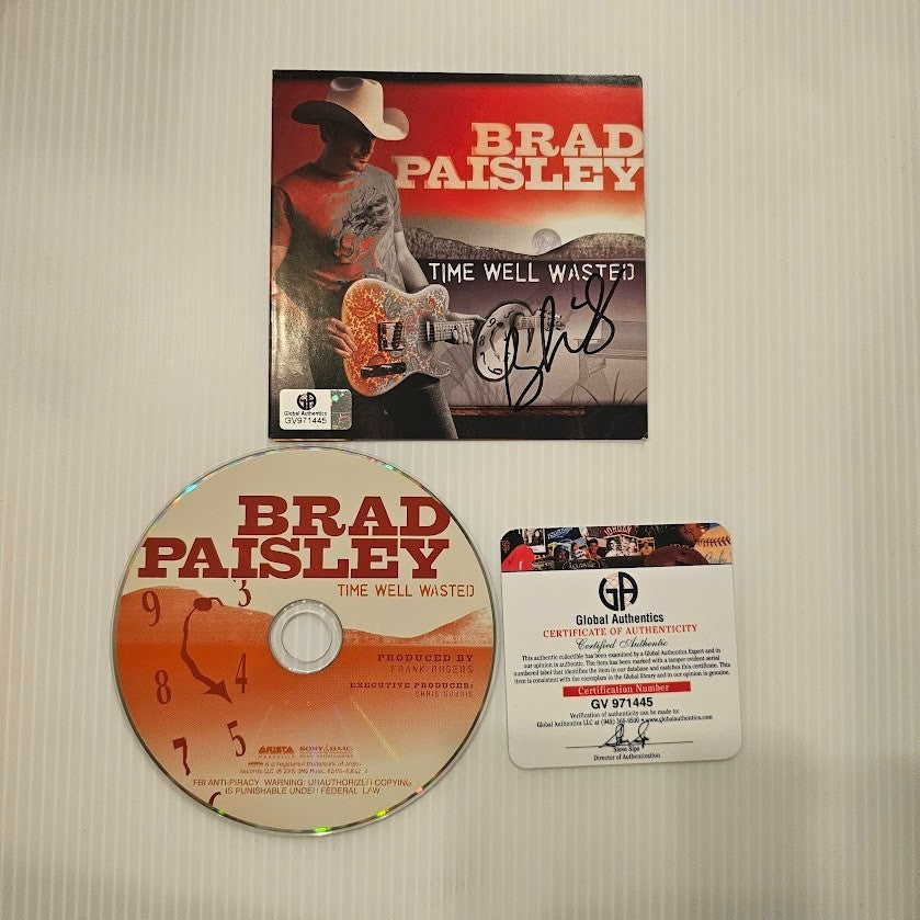 Brad Paisley Signed Autographed Time Well Wasted CD Global Authentics COA