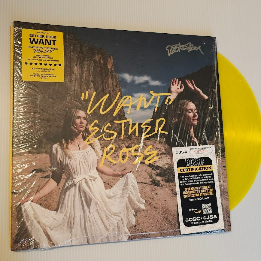 Esther Rose Signed Autographed yellow  LP Record Vinyl Want  JSA COA