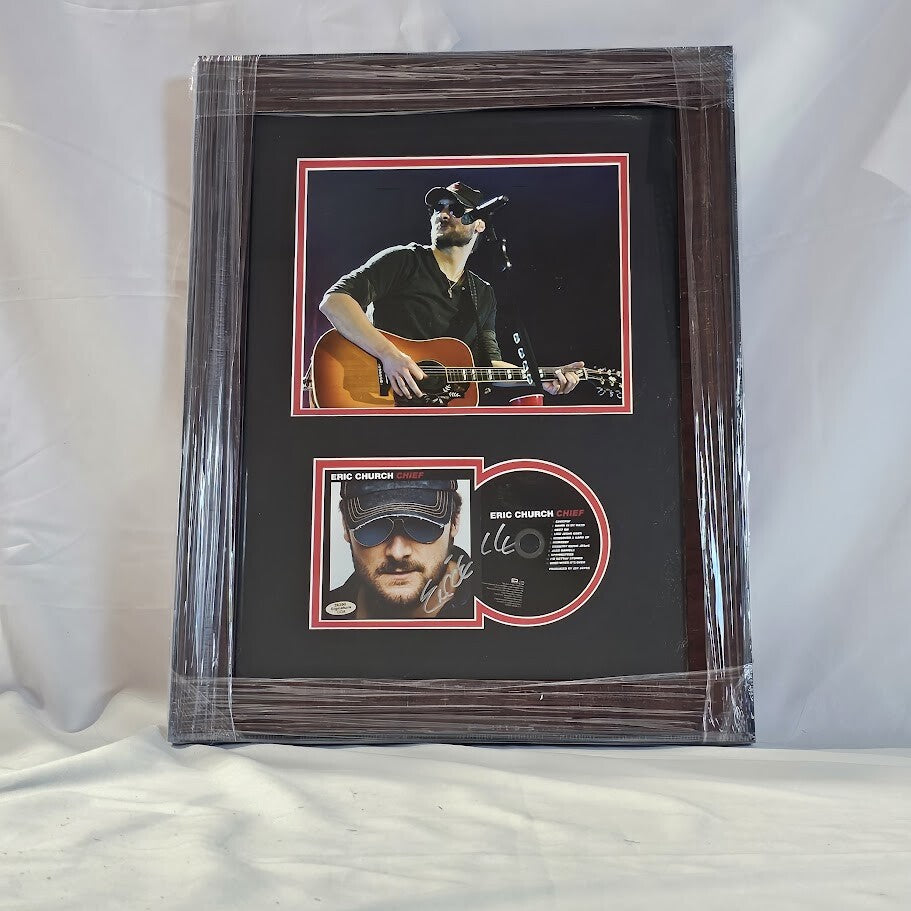 Eric Church Signed Autographed Chiefs CD  Framed COA