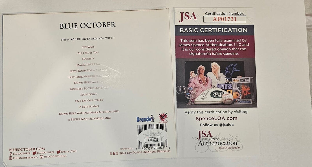 Blue October band  Signed Autographed Spinning the Truth CD JSA Framed