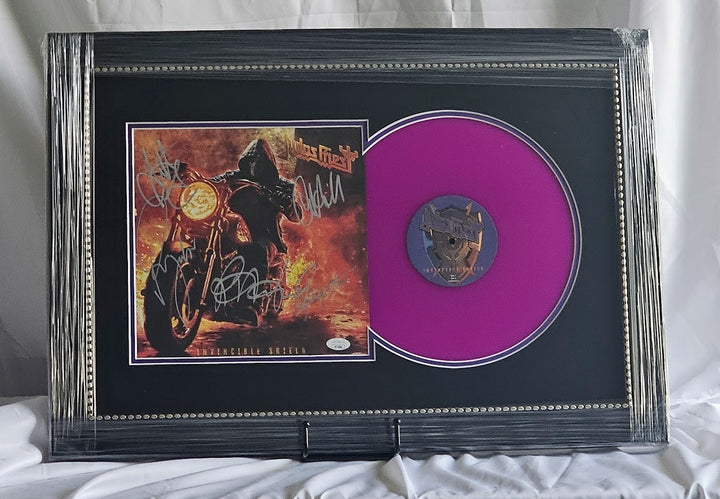 Judas Priest Band Signed Autographed Invincible Shield JSA Purple Record Vinyl