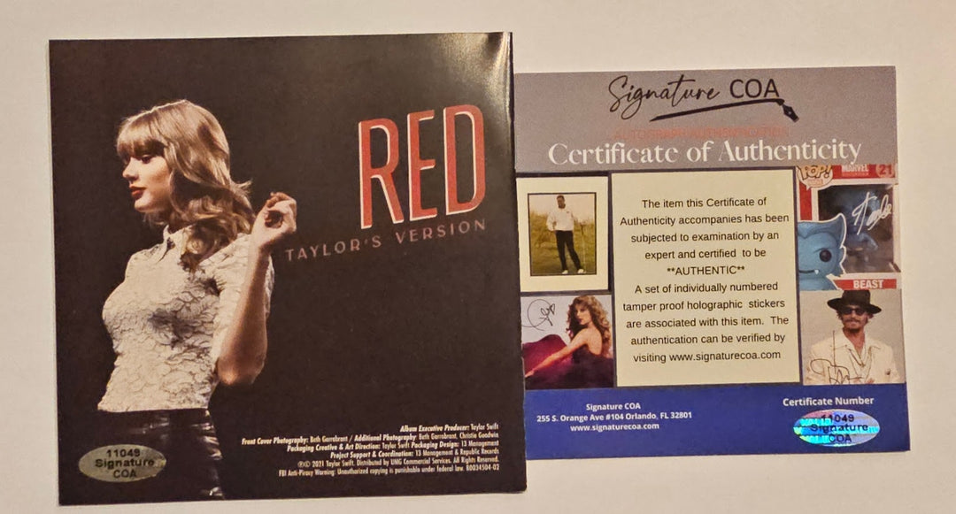 Taylor Swift Signed Red  CD Autographed Original print Alan Fox COA Eras