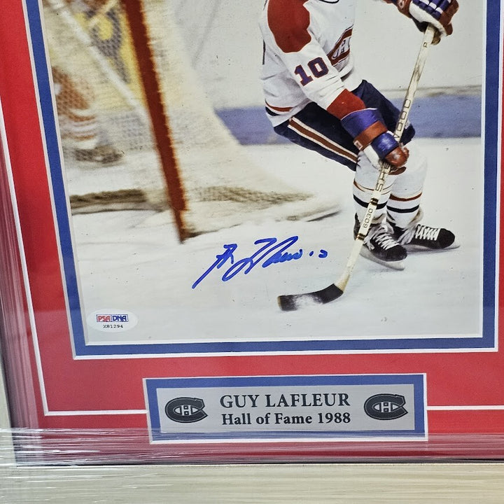 Guy Lafleur Signed Picture Montreal Canadians  HOF Framed  PSA Certified