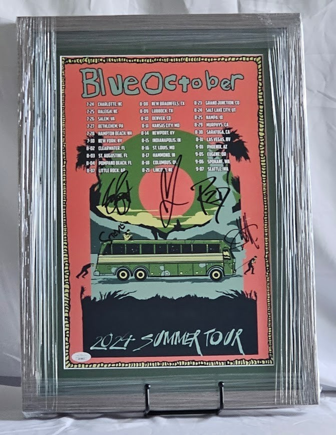 Blue October band  Signed Concert poster  2024 Summer Tour JSA Framed