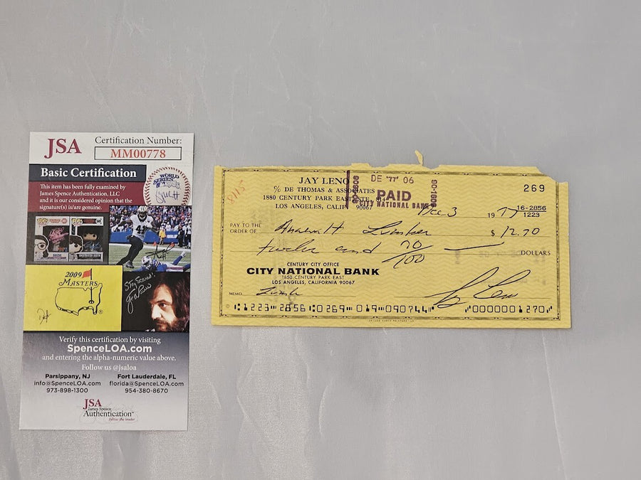 Jay Leno Signed Autographed  Cancelled Check  JSA COA