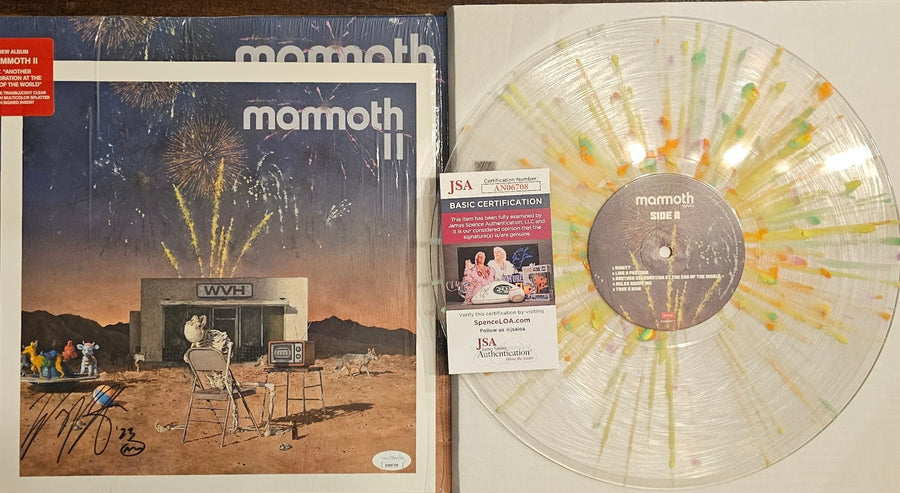 NEW Mammoth WVH Mammoth II Clear  Multi Splatter Signed Cover insert  JSA COA