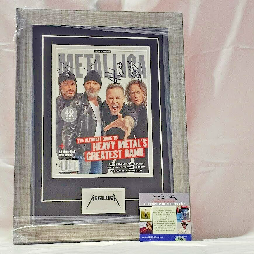 Metallica  Autographed Signed Magazine cover Certified Framed Very Rare