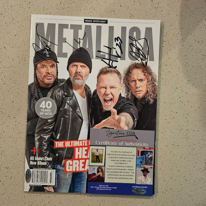 Metallica  Autographed Signed Magazine cover Certified Framed Very Rare
