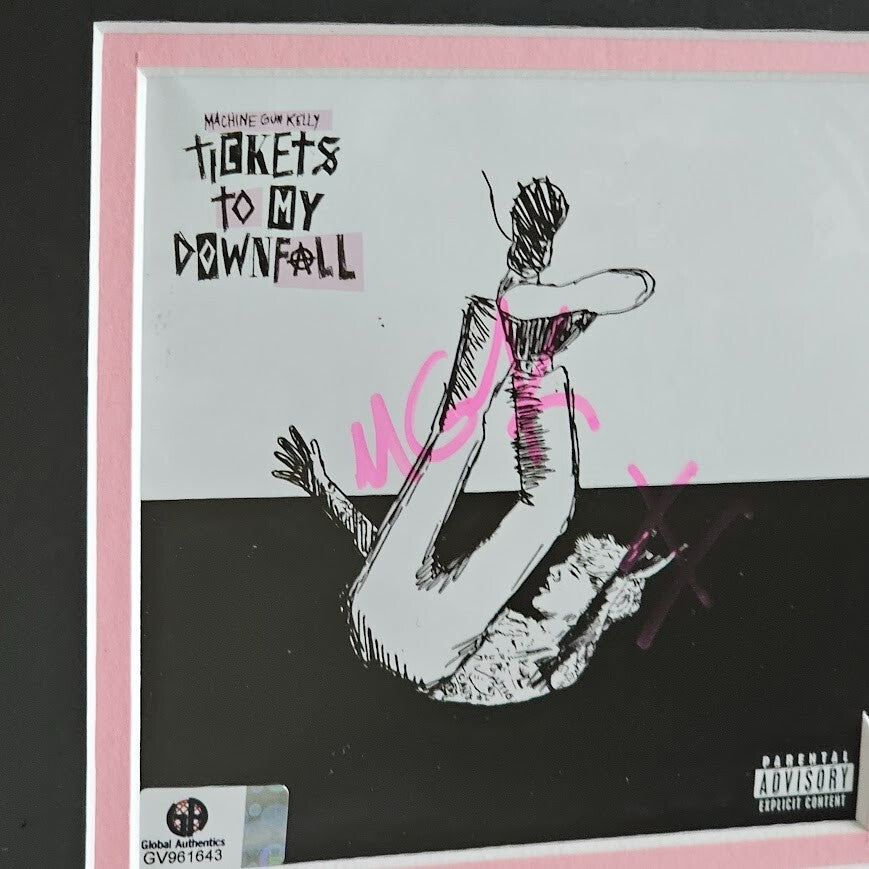 MGK Signed Tickets to My Downfall Autographed CD  Global Authentics COA Framed