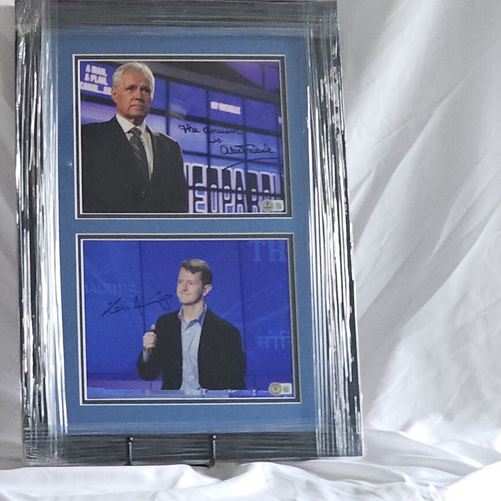 Alex Trebec Ken Jennings Jeopardy Signed Autographed Pictures Framed Becket COA