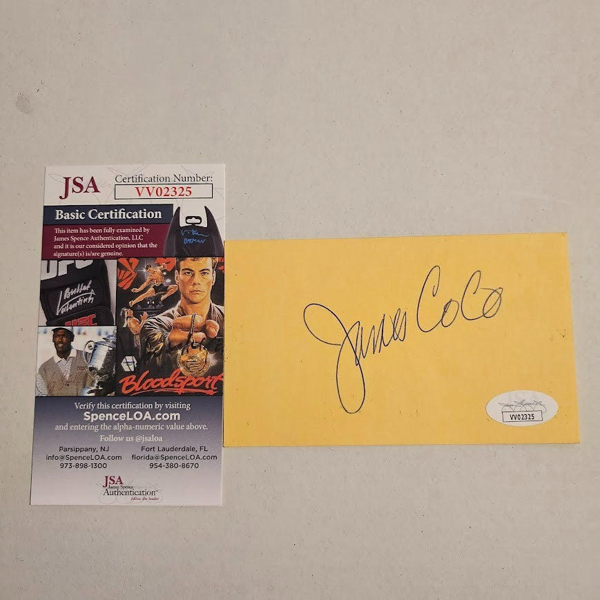 James Coco Signed 3x5 Index Card Autographed JSA COA