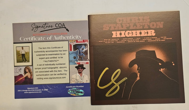 Chris Stapleton  Signed autographed Higher CD  Framed COA